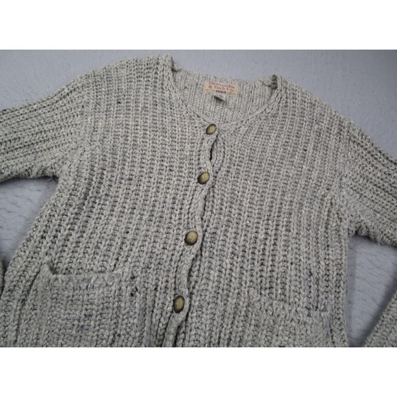 Abercrombie Fitch Sweater Women Small Gray Wool Blend Chunky Knit Cardigan Y2K - Picture 2 of 9